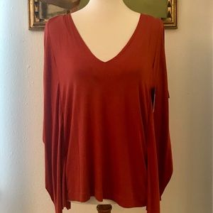 Ella Miss Burnt Orange Flutter Sleeve Blouse